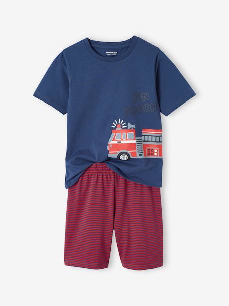 Lot pyjama + pyjashort pompiers garçon bleu océan 2 - vertbaudet enfant 