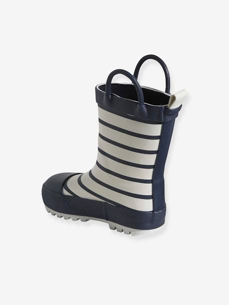 Bottes de pluie bébé détails ludiques rayé marine+vert imprimé 3 - vertbaudet enfant 