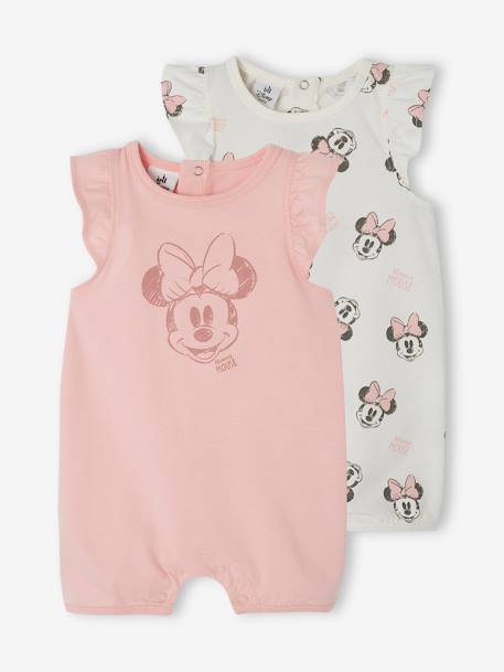 Lot de 2 bodies bébé fille Disney® Minnie Rose + blanc 1 - vertbaudet enfant 