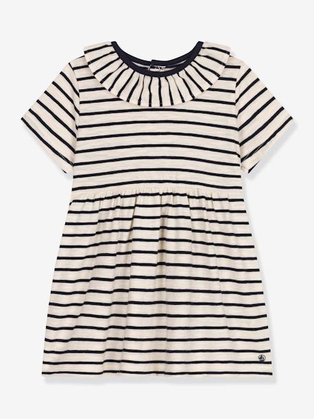 Robe rayée bébé PETIT BATEAU beige chiné 1 - vertbaudet enfant 