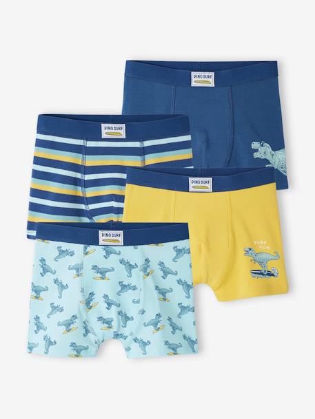 Garçon-Sous-vêtement-Lot de 4 boxers stretch "dino surf" garçon en coton bio