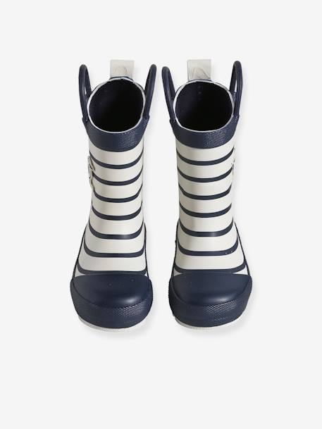 Bottes de pluie bébé détails ludiques rayé marine+vert imprimé 4 - vertbaudet enfant 