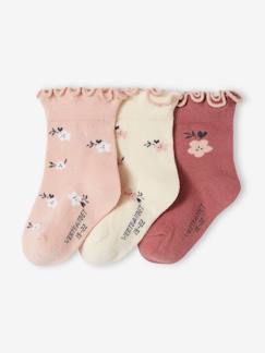 Lot de 3 paires de chaussettes "fleurs" bébé fille  - vertbaudet enfant