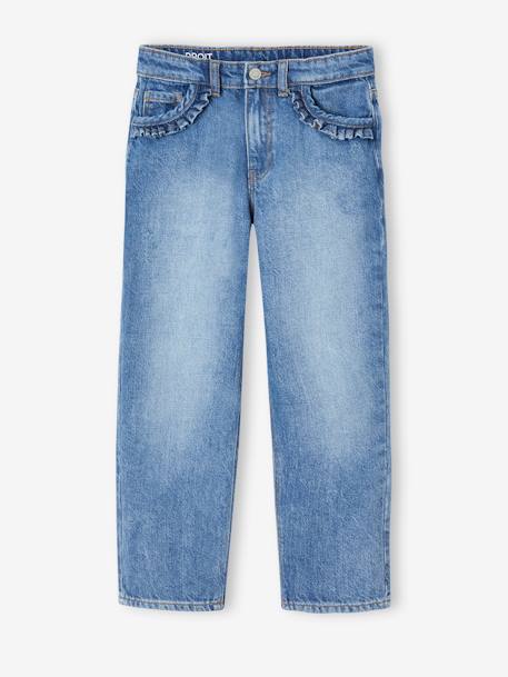 Jean droit Morpho fille Tour de hanches large denim bleached+stone 6 - vertbaudet enfant 