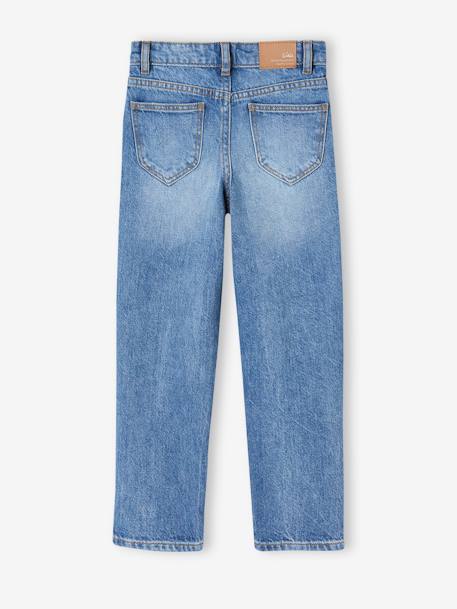 Jean fille droit MorphologiK tour de hanches Fin bleu foncé+denim bleached+stone 12 - vertbaudet enfant 