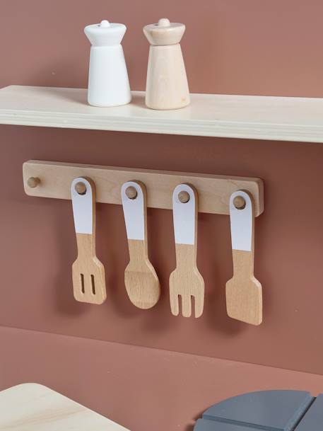 Cuisine en bois FSC® équipée avec rideau framboise+multicolore 9 - vertbaudet enfant 