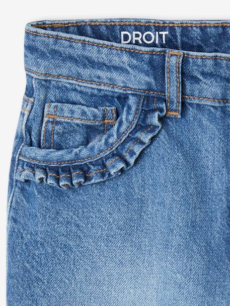 Jean fille droit MorphologiK tour de hanches large bleu foncé+denim bleached+stone 12 - vertbaudet enfant 