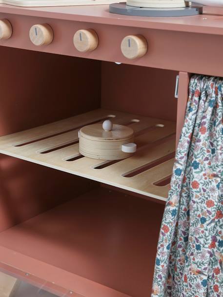 Cuisine en bois FSC® équipée avec rideau framboise+multicolore 10 - vertbaudet enfant 