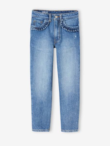 Jean fille droit MorphologiK tour de hanches Fin bleu foncé+denim bleached+stone 11 - vertbaudet enfant 