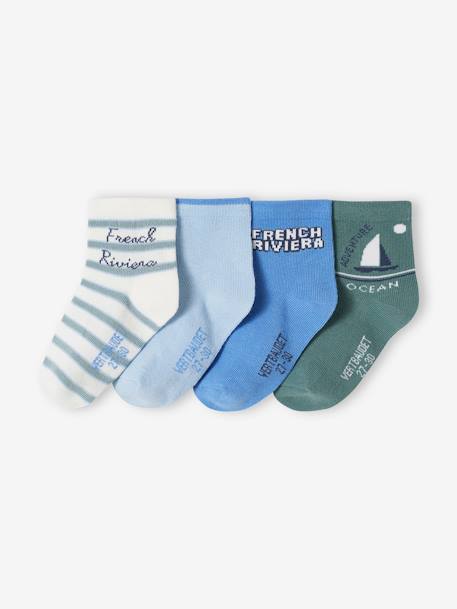 Lot de 4 paires de chaussettes garçon bleu ciel 1 - vertbaudet enfant 