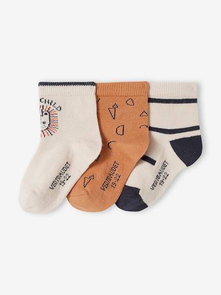 Lot de 3 paires de chaussettes 'dune' bébé garçon sable 1 - vertbaudet enfant 