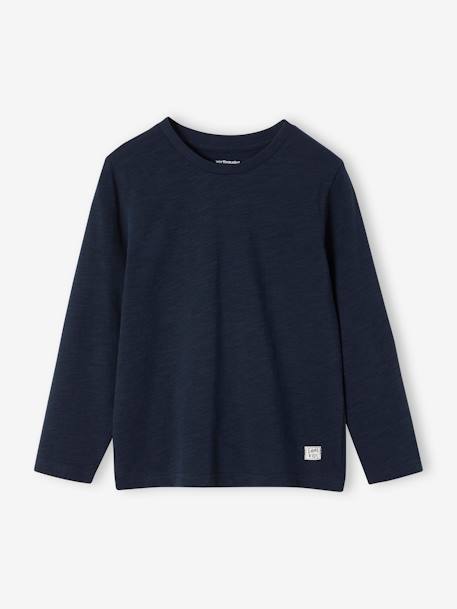 T-shirt garçon unis manches longues personnalisable anthracite+Bleu+jaune+marine+vert+vert sapin 20 - vertbaudet enfant 