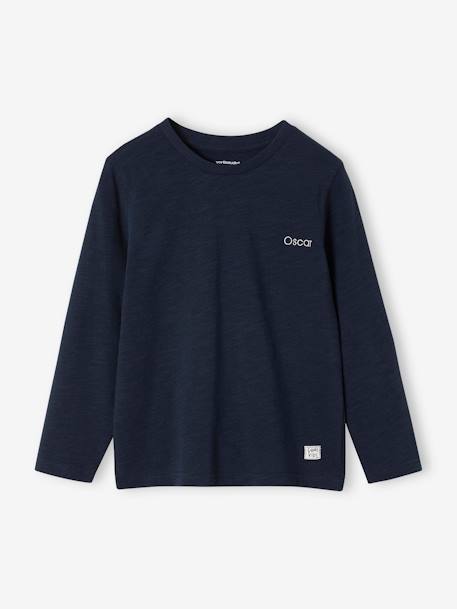 T-shirt garçon unis manches longues personnalisable anthracite+Bleu+jaune+marine+vert+vert sapin 21 - vertbaudet enfant 