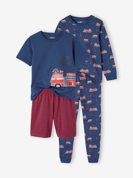 Lot pyjama + pyjashort garçon pompiers bleu océan 1 - vertbaudet enfant 