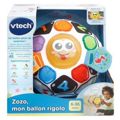 VTECH BABY - Balle d'Éveil - Zozo, Mon Ballon Rigolo - Jouet Éducatif pour Bébé de 6 à 36 Mois BLANC 5 - vertbaudet enfant 