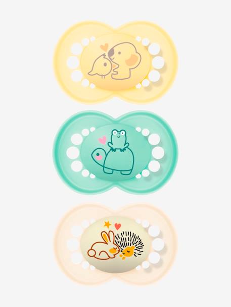 Lot de 3 sucettes en silicone Original 18 mois+ Jaune + vert + sable+Vert + sable + bleu 1 - vertbaudet enfant 