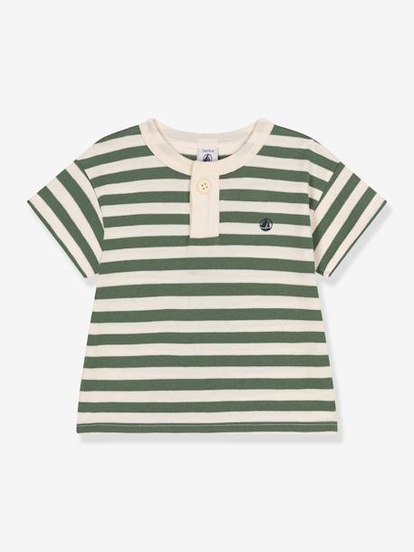 T-shirt rayé en jersey garçon PETIT BATEAU rayé vert 1 - vertbaudet enfant 