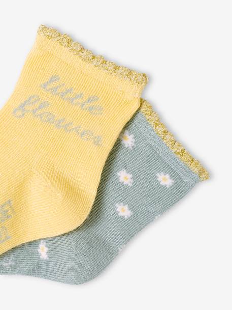 Lot de 2 paires de chaussettes fleurs bébé fille jaune pâle 2 - vertbaudet enfant 
