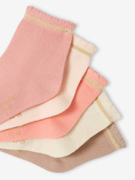 Lot de 5 paires de chaussettes avec détails scintillants bébé fille BASICS rose pâle 2 - vertbaudet enfant 