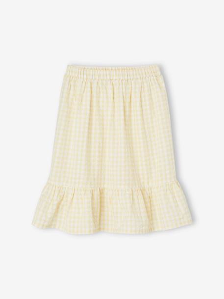Jupe à volant vichy fille jaune pâle 2 - vertbaudet enfant 