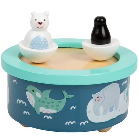 Boîte à musique Arctique en bois - Small foot company - ours polaire et pingouin - pour enfant dès 12 mois BLANC 2 - vertbaudet enfant 