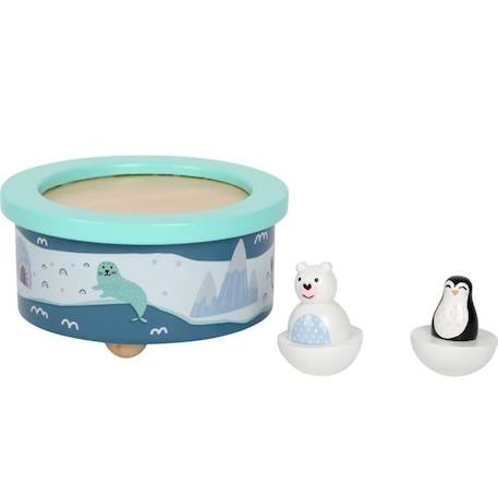 Boîte à musique Arctique en bois - Small foot company - ours polaire et pingouin - pour enfant dès 12 mois BLANC 3 - vertbaudet enfant 