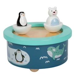 Linge de maison et décoration-Décoration-Objet déco-Boîte à musique Arctique en bois - Small foot company - ours polaire et pingouin - pour enfant dès 12 mois