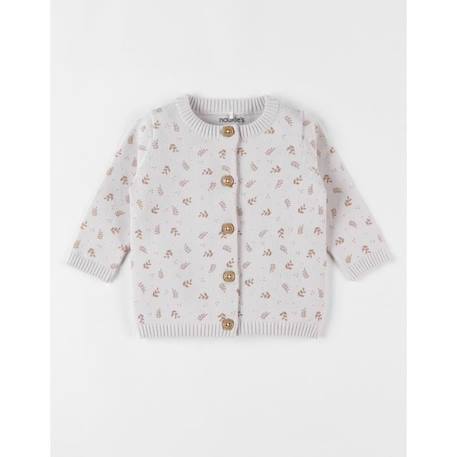 Cardigan imprimé végétal en tricot fin BEIGE+ROSE 3 - vertbaudet enfant 