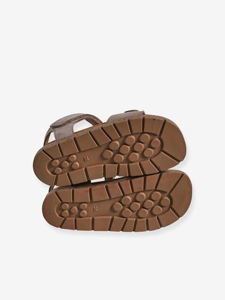 Sandales cuir enfant à scratchs collection maternelle kaki+marine+sable 16 - vertbaudet enfant 