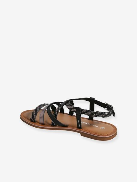 Sandales brides croisées cuir collection maternelle lot noir 3 - vertbaudet enfant 
