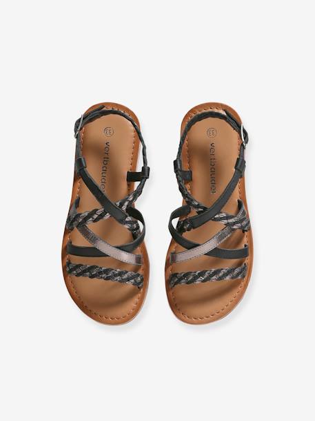 Sandales brides croisées cuir collection maternelle lot noir 4 - vertbaudet enfant 