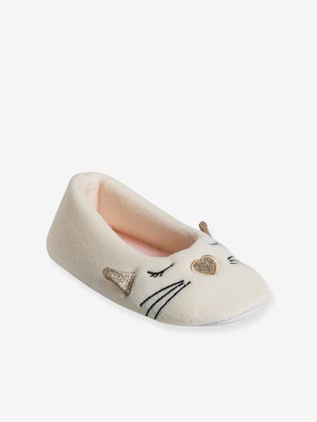 Chaussons ballerine intérieur velours enfant écru 1 - vertbaudet enfant 