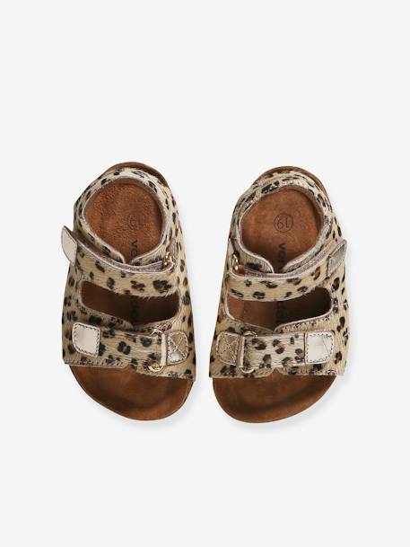 Sandales scratchées cuir imprimé bébé beige imprimé 5 - vertbaudet enfant 