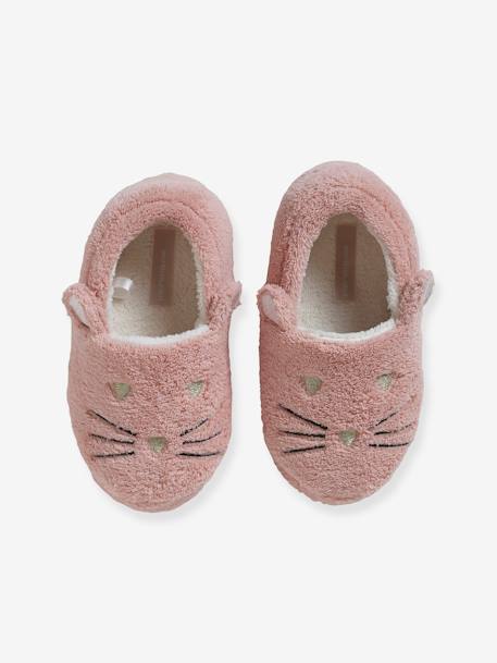 Chaussons esprit peluche enfant chat rose 2 - vertbaudet enfant 