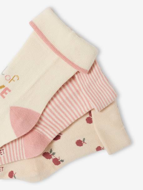 Lot de 3 paires de chaussettes 'cerises' bébé fille vieux rose 3 - vertbaudet enfant 