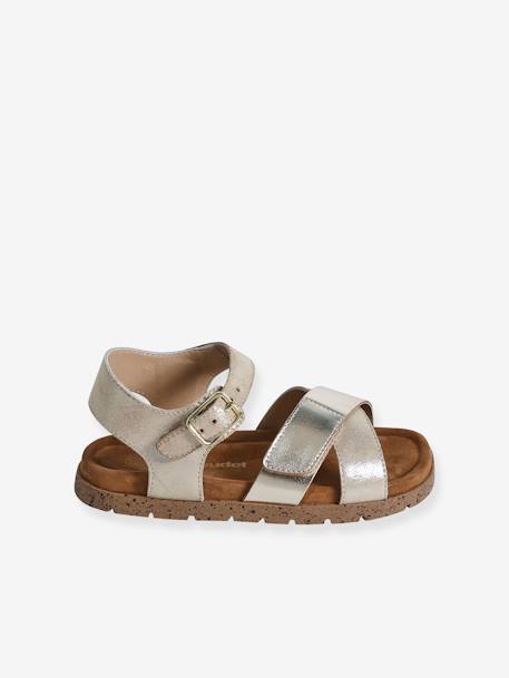 Sandales ouvertes cuir enfant collection maternelle or 2 - vertbaudet enfant 
