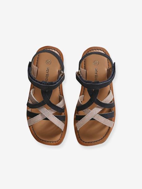 Sandales scratchées cuir enfant blanc+lot bleu 11 - vertbaudet enfant 