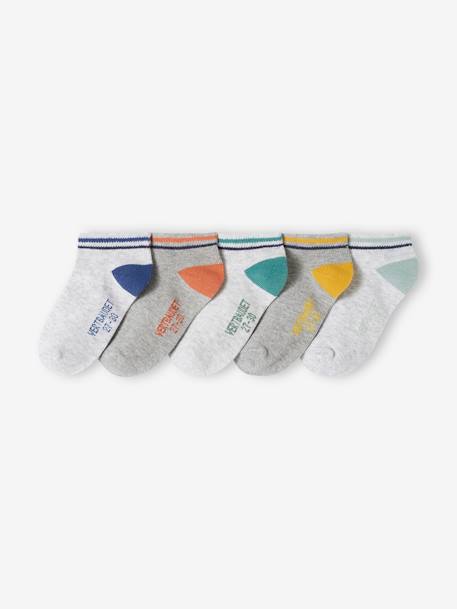 Lot de 5 paires de socquettes garçon BASICS gris chiné 1 - vertbaudet enfant 