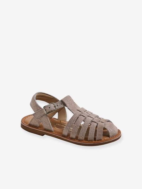 Sandales enfant cuir fisherman argent+or 6 - vertbaudet enfant 