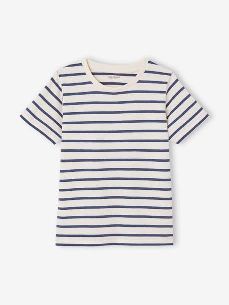 Lot de 3 T-shirts Basics garçon manches courtes blanc chiné+bleu azur+cappuccino+vert+vert d'eau 10 - vertbaudet enfant 
