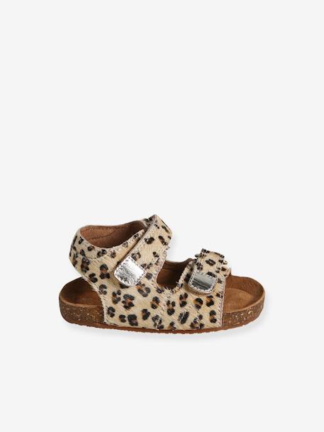 Sandales scratchées cuir imprimé bébé beige imprimé 6 - vertbaudet enfant 