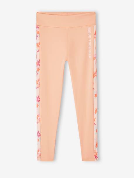 Fille-Legging technique sport fille bandes côtés motifs fleurs