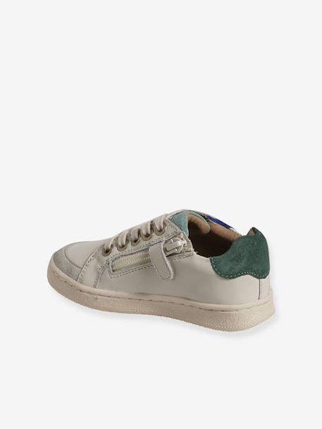Baskets enfant garçon cuir zippées et élastiquées écru 3 - vertbaudet enfant 