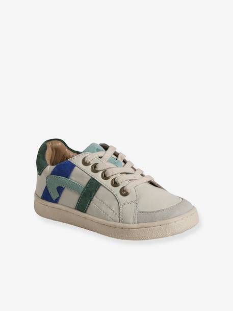 Baskets enfant garçon cuir zippées et élastiquées écru 1 - vertbaudet enfant 