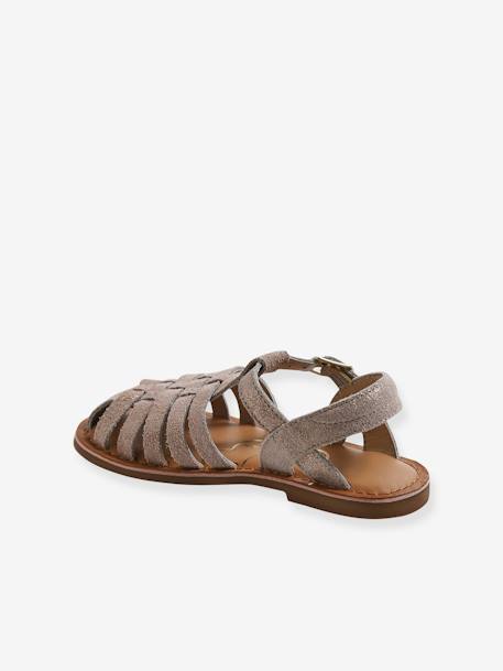 Sandales enfant cuir fisherman argent+or 8 - vertbaudet enfant 