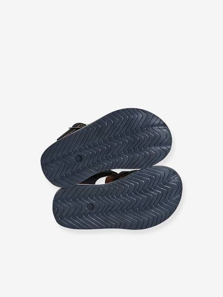 Sandales bébé cuir fermées à boucle marine+marron 5 - vertbaudet enfant 
