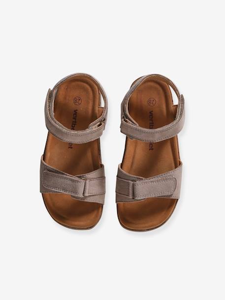 Sandales cuir enfant à scratchs collection maternelle kaki+marine+sable 15 - vertbaudet enfant 
