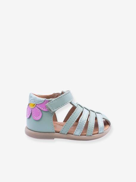 Sandales cuir bébé 4251B021 Babybotte vert d'eau 1 - vertbaudet enfant 