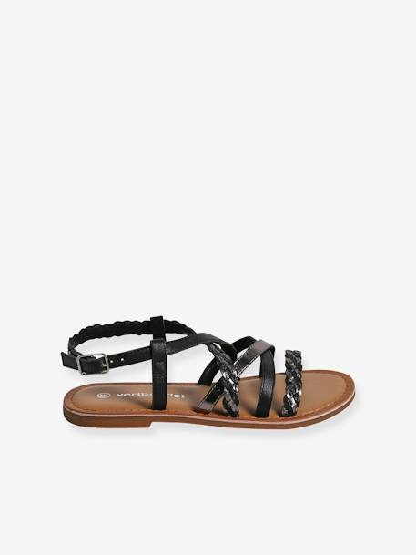 Sandales brides croisées cuir collection maternelle lot noir 2 - vertbaudet enfant 