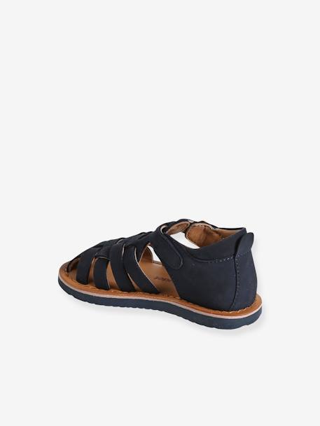 Sandales bébé cuir fermées à boucle marine+marron 3 - vertbaudet enfant 